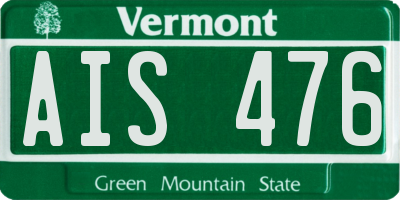 VT license plate AIS476