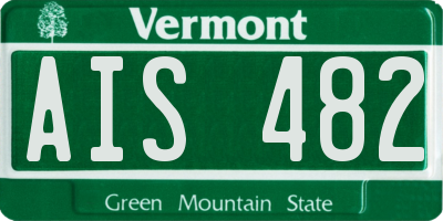 VT license plate AIS482