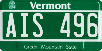 VT license plate AIS496