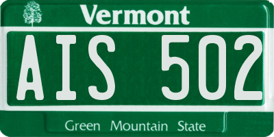 VT license plate AIS502