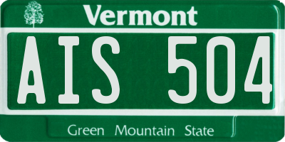 VT license plate AIS504