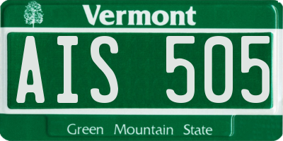 VT license plate AIS505