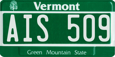 VT license plate AIS509
