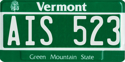 VT license plate AIS523