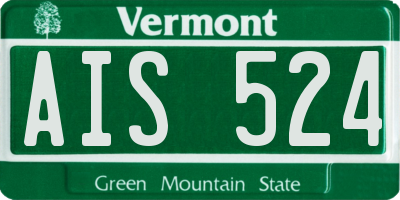VT license plate AIS524