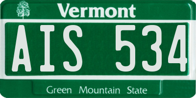 VT license plate AIS534