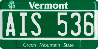 VT license plate AIS536
