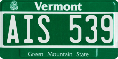 VT license plate AIS539