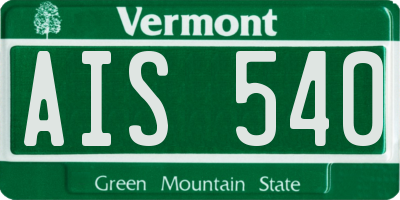 VT license plate AIS540