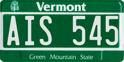 VT license plate AIS545