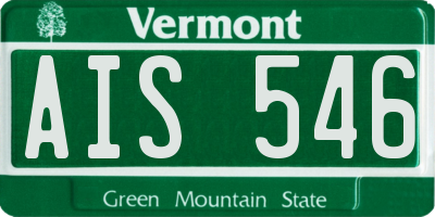 VT license plate AIS546