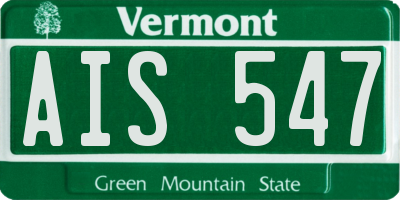 VT license plate AIS547