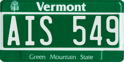 VT license plate AIS549