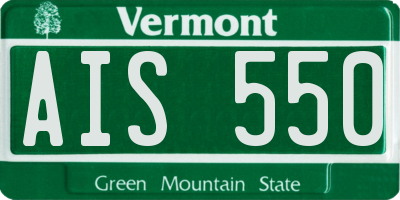 VT license plate AIS550
