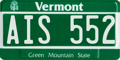 VT license plate AIS552