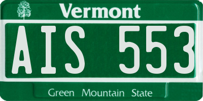 VT license plate AIS553