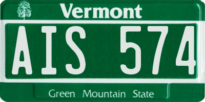 VT license plate AIS574