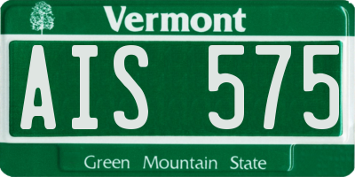 VT license plate AIS575