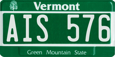 VT license plate AIS576