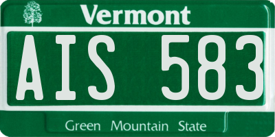 VT license plate AIS583