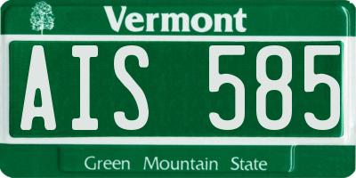 VT license plate AIS585