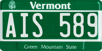 VT license plate AIS589