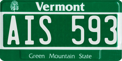VT license plate AIS593