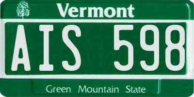 VT license plate AIS598
