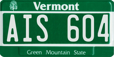 VT license plate AIS604