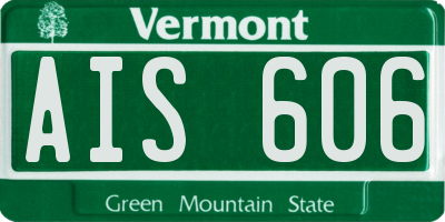 VT license plate AIS606