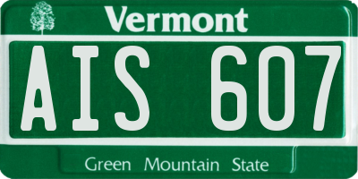 VT license plate AIS607