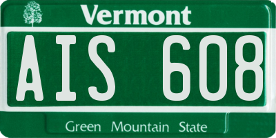 VT license plate AIS608