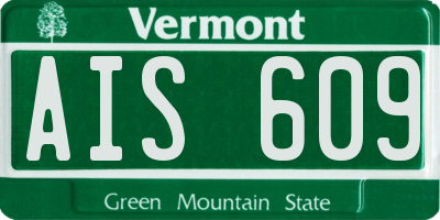 VT license plate AIS609
