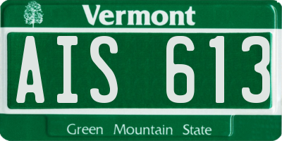 VT license plate AIS613