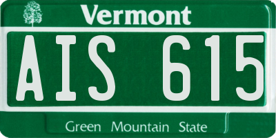 VT license plate AIS615
