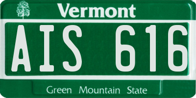 VT license plate AIS616