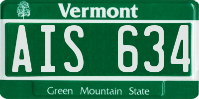 VT license plate AIS634