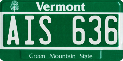 VT license plate AIS636