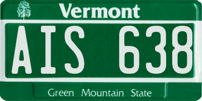 VT license plate AIS638
