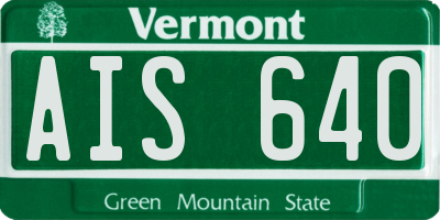 VT license plate AIS640
