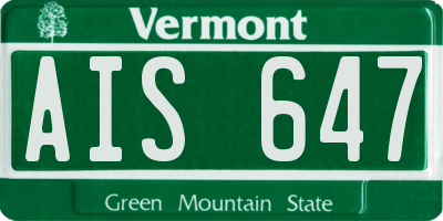 VT license plate AIS647