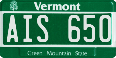 VT license plate AIS650