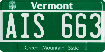 VT license plate AIS663