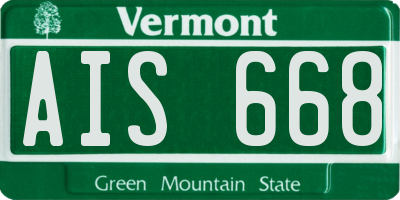 VT license plate AIS668