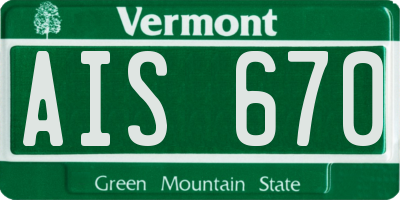VT license plate AIS670