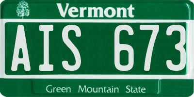 VT license plate AIS673