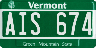 VT license plate AIS674