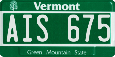 VT license plate AIS675