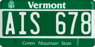 VT license plate AIS678