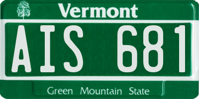 VT license plate AIS681